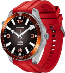 WizBay Premium Select® 1.53 inch HD TFT - Bluetooth Bellen - Message - Dynamic Hartslag & Slaap Monitor - Bloeddruk & Bloedzuurstofmeting - 100+ Sport Modi - 400mAh - Wireless Laden - Zilveren Case - RVS Zilver Band met Extra Oranje TPU Band — thumbnail 3