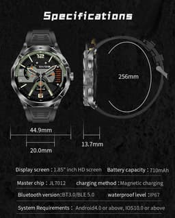 WizBay Premium Select® Smartwatch 1.85 Inch AMOLED - Bluetooth Bellen - AI Voice - Hartslag Slaap Bloeddruk en SpO2 - 100+ Sportmodi - 710mAh - Zilver — thumbnail 3