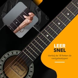 Finesse Akoestische Gitaar - met Videocursus - Western Gitaar - Gitaar Kind & Volwassenen - Zwart — thumbnail 3