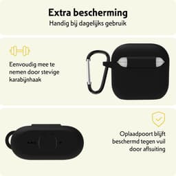 Hoesje Geschikt voor Apple AirPods 4 - Siliconen Hoes met Clip - Silicone Case Cover - Zwart — thumbnail 5