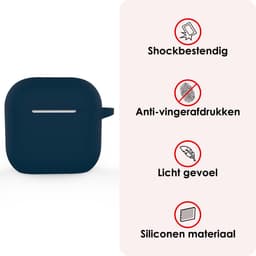 Hoes - Geschikt voor Apple AirPods 4 / 5 - Siliconen Hoesje met Clip - Silicone Case Cover - Navy — thumbnail 3