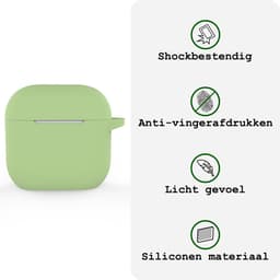 Case - Geschikt voor Apple AirPods 4 - Siliconen Hoes met Clip - Silicone Hoesje Cover - Groen — thumbnail 3