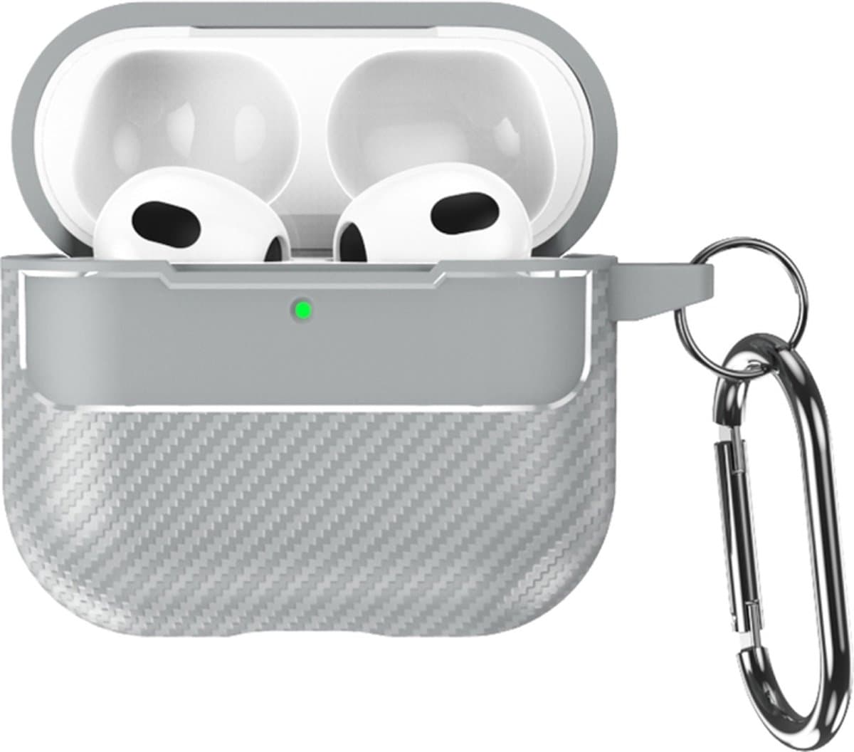 Telestore - Hoesje geschikte voor AirPods 4 - TPU carbon grijs hoesje Beschermhoes - Shockproof AirPods 4 Cover - AirPods 4 Hoesje - Geschikt voor Apple Airpods 4 - grijs - carbon TPU cover — afbeelding 1