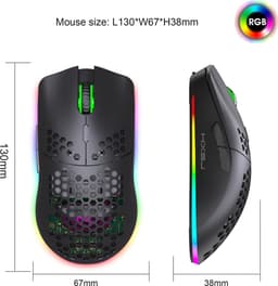HXSJ T66 - Draadloze Gaming Muis - Computermuizen - Ultra licht - RGB Verlichting - Zwart — thumbnail 4