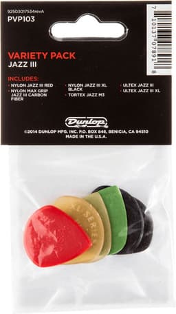 Dunlop PVP103 Jazz III Variety Plectrum 6-Pack - Plectra, medium / heavy, mix van 6 stuks — thumbnail 2