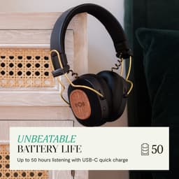 House of Marley Positive Vibration Riddim Bluetooth Koptelefoon - Hoofdtelefoon met Kabel - Draadloos - Met Microfoon - 50 uur batterij - Quickcharge - Rasta — thumbnail 4