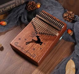 Kalimba Duimpiano 17 Tonen- met Muziekboek en Accessoires- Springend hert — thumbnail 3