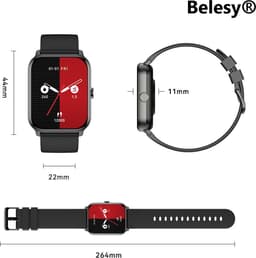 Belesy® KALMIA - Smartwatch Heren – Smartwatch Dames - Horloge – Stappenteller – Calorieën - Hartslag – Sporten - Je eigen foto als wijzerplaat - Kleurenscherm - Full Touch - Splitscreen– Silicone – Zwart - Moederdag — thumbnail 3