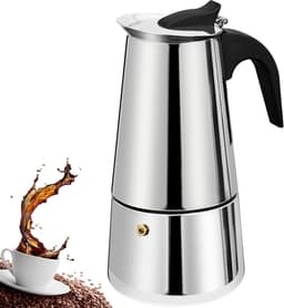 4 Cup Stovetop Espresso Maker Stainless Steel Moka Pot Espresso Maker Percolator Italian Coffee Maker Capable Mocha Coffee Machine Cafe Classic Maker for Home & Camping 200ml 6.6oz — thumbnail 1