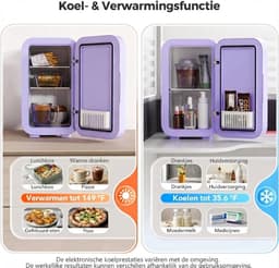 Lìon® Mini Koelkast - 6L Capaciteit - Skincare Koelkast - Minibar - Paars - 26cm x 19cm x 32cm — thumbnail 5