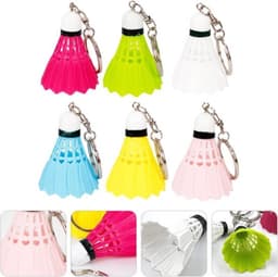 Kleurrijke Mini Badminton Sleutelhanger Set - 18 Stuks - Metalen Bal 3D Sleutelhanger - Geel Wit Rood Blauw Groen Roze — thumbnail 3