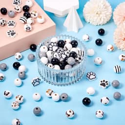 Set van 230 houten kralen met hondenthema en groot gat, ideaal voor knutselen en boerderijslinger decoratie met puppy pootjes in natuurlijke kleuren — thumbnail 5