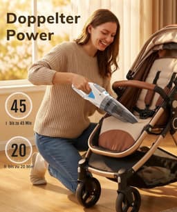 Draadloze Kruimeldief – 25.000 Pa – Handstofzuiger met HEPA-filter – 45 min – 600 ml – Voor Auto, Huis en Dierenharen — thumbnail 5