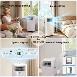 Mobiele Airco 12000 BTU – 4-in-1 Koelen & Verwarmen – 3 Snelheden – 24U Timer – Tot 30 m² — thumbnail 3
