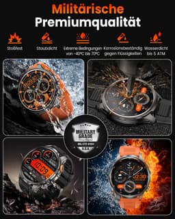 FOSMET Smartwatch Heren - Stappenteller - 1500mAh Heren Militaire Smartwatch - 1.91" AMOLED Groot Display - IP68 Waterdicht - Fitness Tracker met Hartslagmeter - SpO2 - Slaapmonitor - 150+ Sportmodi - Belfunctie - Geschikt voor Android en iOS — thumbnail 3