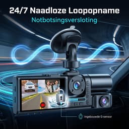 Fokelyi Dashcam Voor Auto - 1080P Drie Camera's Met Zuignap -Driving Recorder - 170° Groothoek En F2.0 Nachtzicht - Parkeerbewaking En Loopopname - HD Dashcams Voor Achter — thumbnail 5