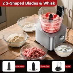 SnelShoppen - Multifunctionele Food Processor 1100W, 3.2L Mengkom, Keukenmachine Voor Koken, Hakken, Kneed, Mixen en Malen, Zilver — thumbnail 4