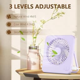 Draagbare Mini Bureauventilator met 3 Snelheden - Tafelventilator USB Aangedreven voor Studie, Werk en Slapen — thumbnail 2