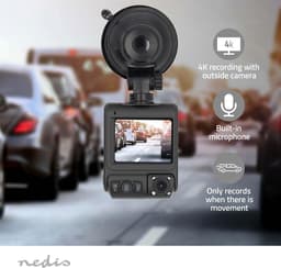 Dashcam - Autocamera Rijcamera - Veiligheid Onderweg - Dubbele Camera - 4K Resolutie - Zwart — thumbnail 2