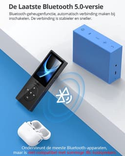 TRANSNECT® - MP3 Speler/MP4 - Bluetooth - met 8GB Geheugenkaart- Ondersteuning tot 128 GB - HiFi Oordopjes - Zwart — thumbnail 3