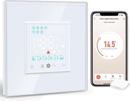 Slimme Waterthermostaat - Programmeerbare Regelaar - Verwarming Instellen - App en Spraakbediening - 240 Volt - Wit — thumbnail 1