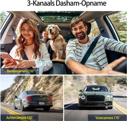 Dashcam Auto - 3 Kanaals Recorder - Veiligheid Onderweg - Infrarood Nachtzicht - 1080P FHD - Zwart — thumbnail 5