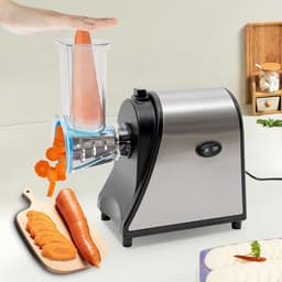 Elektrische Groentesnijder - Keukenmachine Snijmachine - Snel Groenten Snijden - Vijf Snijstanden - 1000W Vermogen - Zilver Zwart — thumbnail 2