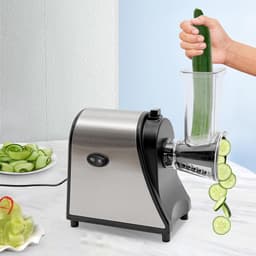 Elektrische Groentesnijder - Keukenmachine Snijmachine - Snel Groenten Snijden - Vijf Snijstanden - 1000W Vermogen - Zilver Zwart — thumbnail 1