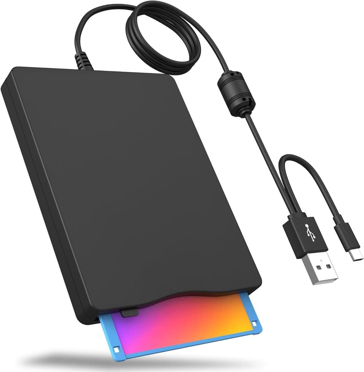 Externe Floppy Disk Drive - FDD Lezer - Oude Bestanden Lezen - USB Type-C Aansluiting - 3.5 Inch - Zwart — afbeelding 1