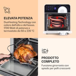 Heteluchtoven - Airfryer Oven - Maaltijden Bereiden - Duo Heating Technologie - 14 Liter - Zilver — thumbnail 5