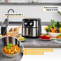Heteluchtfriteuse - Airfryer Frituurpan - Gezond Koken - Groot Volume - 8 Liter - Zwart — thumbnail 2