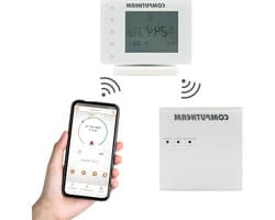 Draadloze Thermostaat Set - Slimme Regelaar - Temperatuur Beheersen - App Bediening - 250m Bereik - Wit
