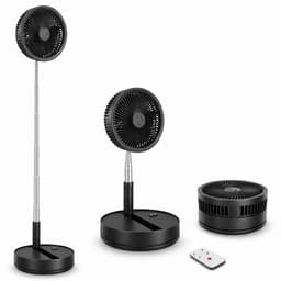3-1 Ventilator Staand - Tafelventilator - Vloerventilator USB-C - 4 Standen - Draadloos en Geluidloos Fluisterstil - Fans - Staande Mini Ventilator - Kleine Statiefventilator - Aircooler - Mobiele Airco - 19,5 x 19,5 x 2,5 cm - zwart — thumbnail 4