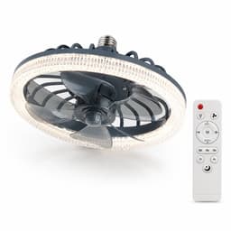 Plafondlamp Met Ventilator - Plafondventilator - E27 Ventilator Met Verlichting - LED Ventilatorlamp - Dimbare Plafondlamp - Ventilator Met Afstandsbediening - Grijs - 34W — thumbnail 4