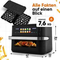Heteluchtfriteuse - Airfryer XXL - Gezond Frituren - Dubbele Kamer - 10 Liter - RVS Zwart — thumbnail 3