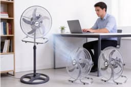 Staande Ventilator 3-in-1 - Vloer Tafel en Wandventilator - 3 Snelheden & Oscillatie - 60W Aluminium Bladen - Zilver — thumbnail 5