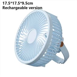 Draagbare oplaadbare bureauventilator met ledverlichting en haken – ventilator met 1200 mAh-accu voor tenten en reizen — thumbnail 3