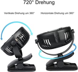 USB-ventilator, draagbare mini-ventilator met clip en 3 snelheden — thumbnail 4