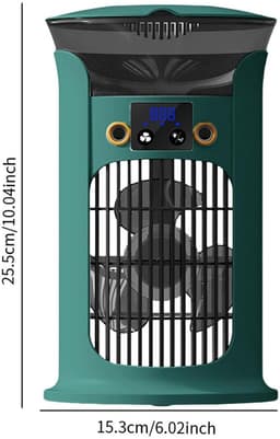 Mobiele Airco - 3-in-1 - 400ml - Kleine Airconditioning zonder Afvoer Slang - Draagbare Ventilator - 50 dB - 3 Functies & Snelheden - 90° Oscillatie - Luchtbevochtiger - Slaapkamer Kantoor Woonkamer - Blauw — thumbnail 5