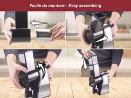 Elektrische groentesnijder - Kaasrasp versnipperaar - Keukenbereidingen vereenvoudigen - 3 verwisselbare roestvrijstalen kegels - 16 Kilogram - Zilver en Zwart — thumbnail 4