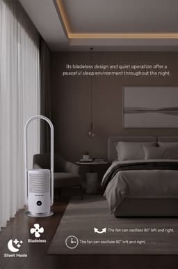 Asir - Luchtreiniger en Staande Ventilator - 100% ABS - 23.5 x 23.5 x 80 cm — thumbnail 2