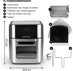 Hetelucht friteuse - Multicooker Oven - Vetarm Koken - XXL Capaciteit - 12 Liter - Zilver — thumbnail 5