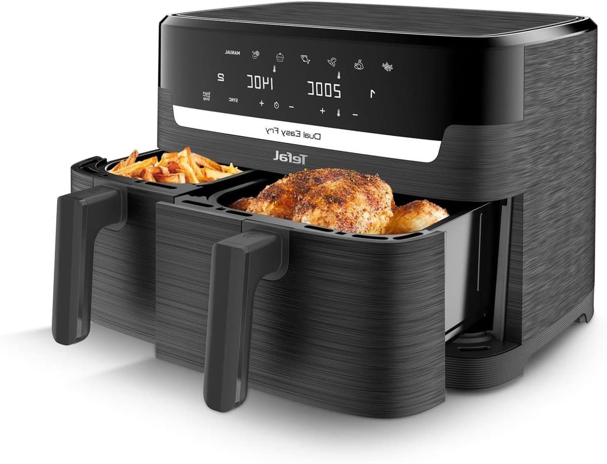 Dubbele Airfryer - Heteluchtfriteuse - Maaltijden Bereiden - Twee Laden - 83 Liter - Antraciet — afbeelding 1