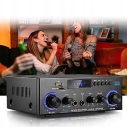 Bluetooth Versterker - HiFi Stereo Versterker - Mini Audioversterker - 2.0 Kanaals - 50W+50W - USB/SD - FM Radio - Microfooningang - Afstandsbediening - Bas & Treble Instelbaar - Voor Karaoke & Home Cinema — thumbnail 2