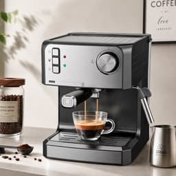 ECTEATOY® espressomachine piston - pistonmachines met Melkopschuimer - Koffiemachine 20 Bar - 1,6L Watertank - 850W - Zwart — thumbnail 3