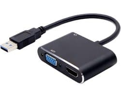 USB naar HD Adapter - Kabel Converter - Scherm Uitbreiden - Plug en Play - 1080P Full HD - Zwart