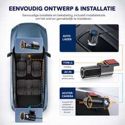 Dashcam Auto 4K - Draaibare Voor- en Achtercamera met Wifi en Loopopname — thumbnail 2