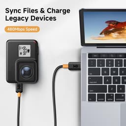 SnelShoppen - Mini USB naar USB-C Kabel 2,0 m - 480 Mbps Data Overdracht en 15W Opladen - Compatibel met Gamecontroller, GPS, Camera, Dashcam - Zwart — thumbnail 3