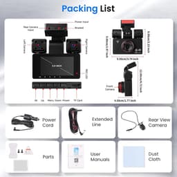 Dashcam voor auto - Zwart - 10 x 5 x 5 cm - 360° 4 Camera's met 2K Nachtzicht en Wifi - Voor Veilig Rijden — thumbnail 5