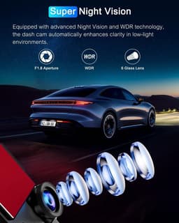 Dashcam voor auto - Zwart - 3,69 inch IPS-scherm - 4K Dual Camera met CPL-filter en 64 GB SD-kaart - Voor veilig rijden en parkeren — thumbnail 3
